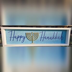 Happy HANUKKAH, Mantel entryway table window sign